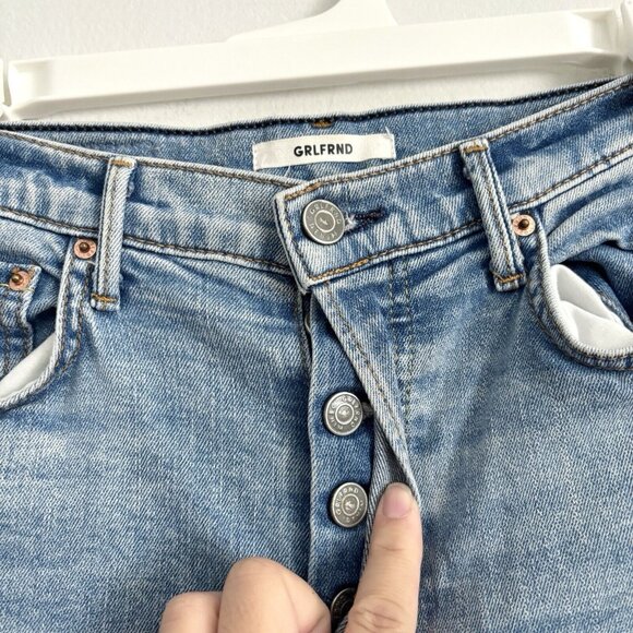 Grlfrnd Karolina Jeans in On The Run Blue Hidden Button Fly Women’s Size 27 - Picture 4 of 9